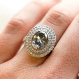 oval grey big double halo diamond 2ct alternative engagement right hand ring