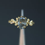 2.14ct Oval Grey Diamond Prong Set Mermaid Solitaire Ring in 18k Yellow Gold