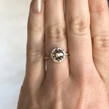 1.12ct Cognac Brown Rosecut Diamond in 14k Yellow Six Prong Low Profile Halo Evergreen Setting