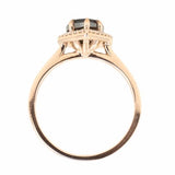 2.44ct Black Pear Diamond in 14k Rose Gold Diamond Halo Setting profile