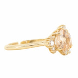 1.64ct Peach Sapphire and Asymmetrical Diamond Cluster Ring in 14k Yellow Gold side view