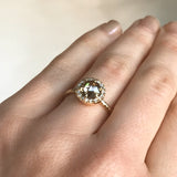 1.12ct Cognac Brown Rosecut Diamond in 14k Yellow Six Prong Low Profile Halo Evergreen Setting