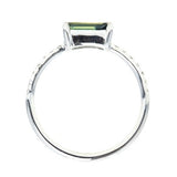 1.17ct Emerald Cut Parti Sapphire and diamonds in 14k White Gold Low Profile profile