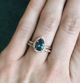 1.96ct Pear Sapphire Halo Ring in 14k Rose Gold