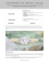 0.52ct Vintage Transitional Cut Diamond and Princess Cut Diamond Rapids Low Profile Ring in 14k Yellow Gold