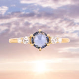 0.74ct Ceylon Blue Rosecut Sapphire and Diamond 6 Prongs Low Profile Ring in 14k Yellow Gold