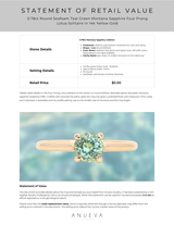 0.78ct Round Seafoam Teal Green Montana Sapphire Four Prong Lotus Solitaire in 14k Yellow Gold