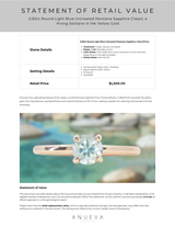 0.83ct Round Light Blue Untreated Montana Sapphire Classic 4 Prong Solitaire in 14k Yellow Gold
