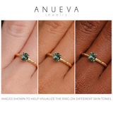 0.85ct Oval Precision Cut Ocean Blue Montana Sapphire Evergreen Carved 4 Prong Solitaire in 14k Yellow Gold