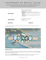 0.91ct Round Unheated Teal Green Montana Sapphire and Montana Sapphire Side Three Stone Ring in 14k Yellow Gold