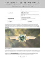 0.93ct Round Seafoam Montana Sapphire and Princess Cut Diamond Rapids Low Profile Ring in 14k Yellow Gold