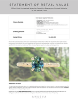1.00ct Oval Untreated Nigerian Sapphire Evergreen Carved Solitaire in 14k Yellow Gold