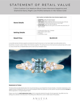 1.01ct Cushion Cut Medium Blue Green Montana Sapphire and Diamond Starry Night Low Profile Solitaire in 14k Yellow Gold