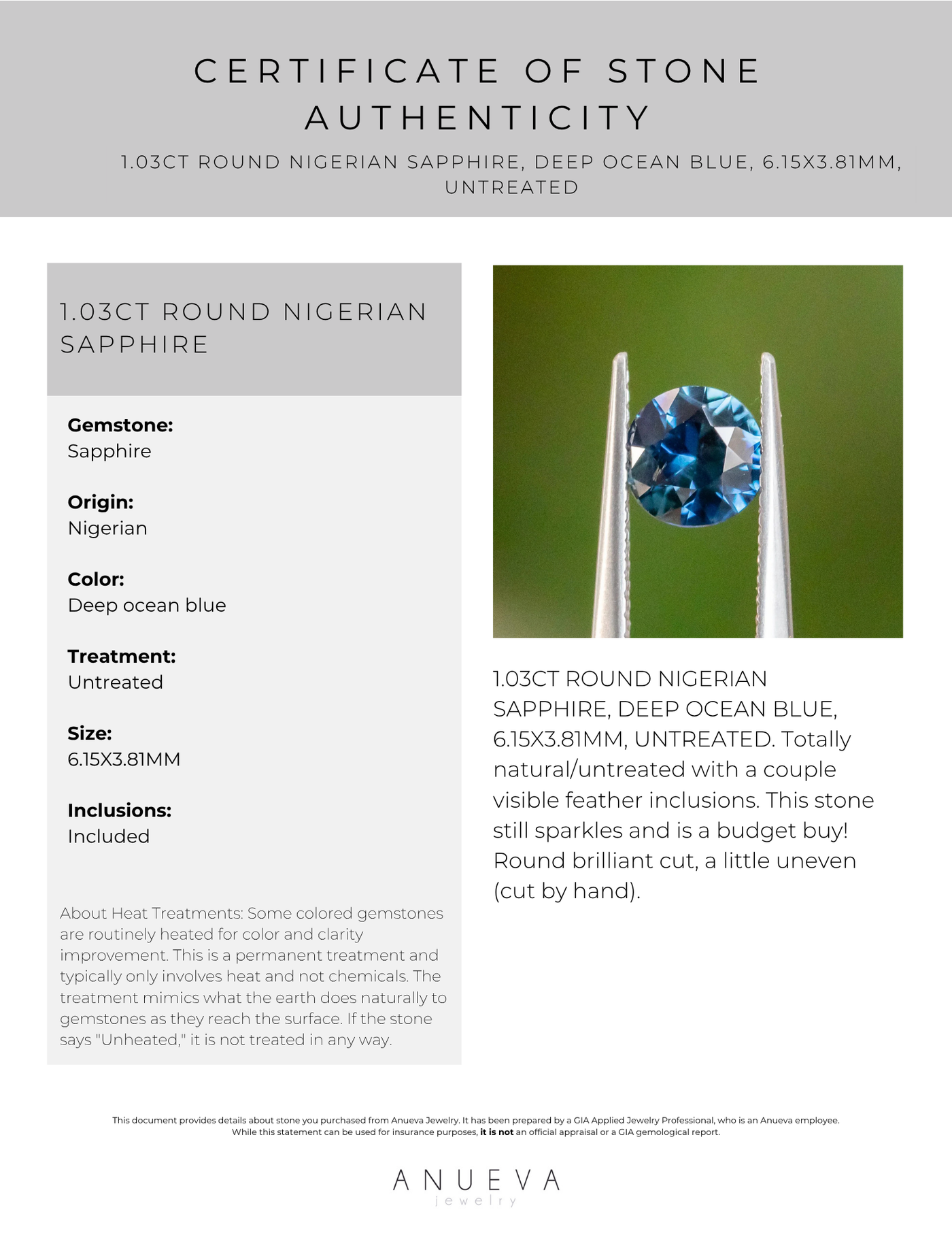 40% OFF 1.59CT ROUND NIGERIAN SAPPHIRE, DEEP TEAL WITH PARTI GREEN 