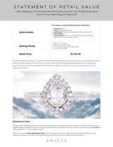 1.03ct Rosecut Arrowhead Shield Diamond and Low Profile Diamond Halo French Set Ring in Platinum
