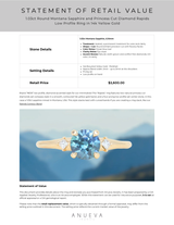 1.03ct Round Montana Sapphire and Princess Cut Diamond Rapids Low Profile Ring in 14k Yellow Gold
