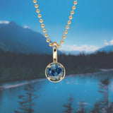 1.06ct Round Blue Montana Sapphire 4 Prong Pendant in 14k Yellow Gold