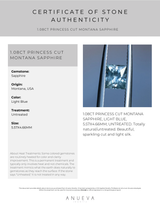 1.08CT PRINCESS CUT MONTANA SAPPHIRE, LIGHT BLUE, 5.57X4.66MM, UNTREATED