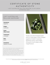 1.10CT AUSTRALIAN TRILLION SAPPHIRE, OLIVE GREEN, UNTREATED, 6MM
