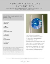 1.10CT ROUND NIGERIAN SAPPHIRE, VIBRANT GLOWY OCEAN BLUE, 6.26X6.18MM, UNTREATED