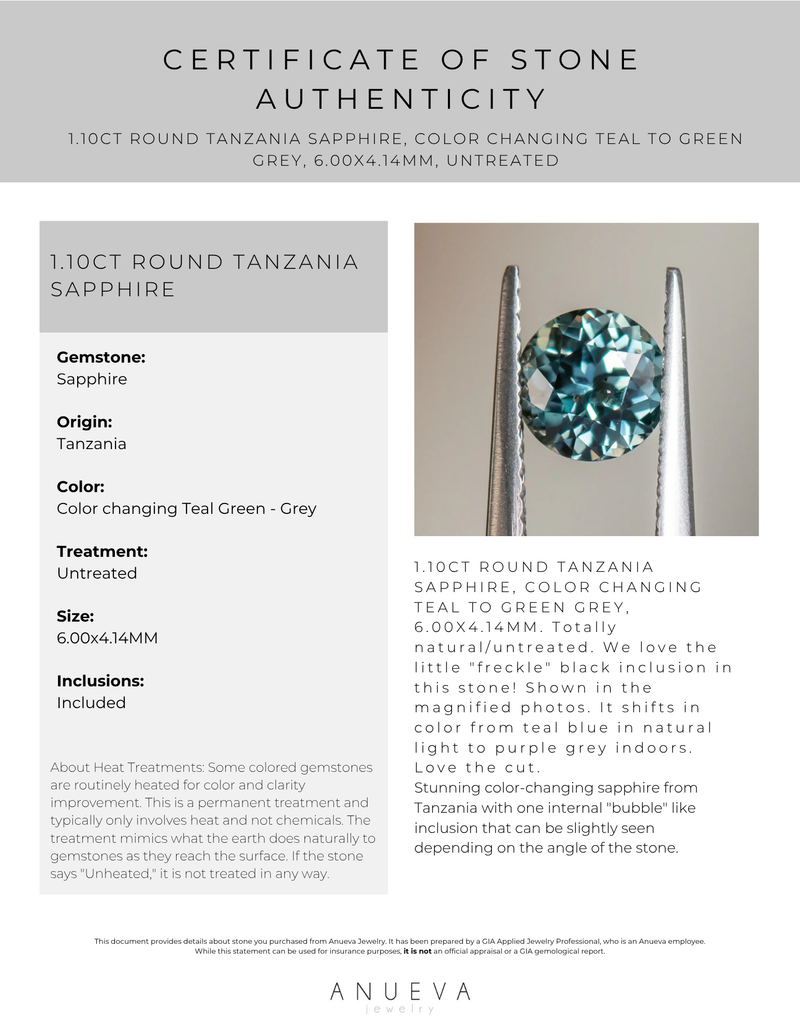 Rareté 1,11 carat saphir bleu sarcelle de Tanzanie Rareté 1,11 carat saphir bleu sarcelle de Tanzanie