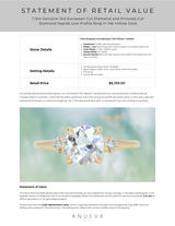 1.12ct Genuine Old European Cut Diamond and Princess Cut Diamond Rapids Low Profile Ring in 14k Yellow Gold