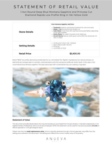 1.14ct Round Deep Blue Montana Sapphire and Princess Cut Diamond Rapids Low Profile Ring in 14k Yellow Gold