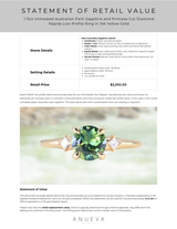 1.15ct Untreated Australian Parti Sapphire and Princess Cut Diamond Rapids Low Profile Ring in 14k Yellow Gold