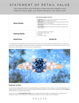 1.16ct Round Blue and Midnight Purple Montana Sapphire and Diamond Starry Night Low Profile Solitaire in 14k Yellow Gold