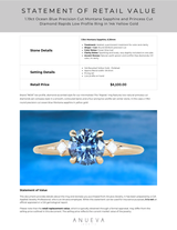 1.19ct Ocean Blue Precision Cut Montana Sapphire and Princess Cut Diamond Rapids Low Profile Ring in 14k Yellow Gold