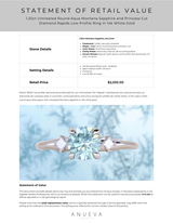 1.20ct Untreated Round Aqua Montana Sapphire and Princess Cut Diamond Rapids Low Profile Ring in 14k White Gold