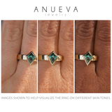 1.27ct Australian Kite Sapphire Bezel Set "Signet" Style Wide Band Solitaire in 14k Yellow Gold