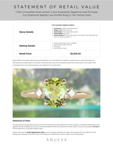 1.31ct Untreated Oval Lemon-Lime Australian Sapphire and Princess Cut Diamond Rapids Low Profile Ring in 14k Yellow Gold