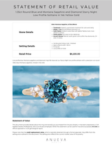 1.35ct Round Blue and Montana Sapphire and Diamond Starry Night Low Profile Solitaire in 14k Yellow Gold