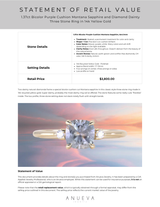 1.37ct Bicolor Purple Cushion Montana Sapphire and Diamond Dainty Three Stone Ring in 14k Yellow Gold