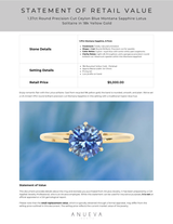 1.37ct Round Precision Cut Ceylon Blue Montana Sapphire Lotus Solitaire in 18k Yellow Gold