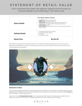 1.37ct Untreated Oval Deep Teal Nigerian Sapphire and Princess Cut Diamond Rapids Low Profile Ring in 14k Yellow Gold