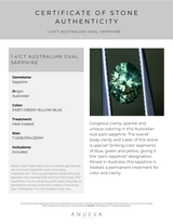 1.41CT AUSTRALIAN  OVAL SAPPHIRE, PARTI GREEN YELLOW BLUE, 7.42X6.01X4.22MM EARLY ACCESS