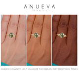 1.45ct Parti Australian Fantasy Cut Sapphire and White Australian Kite Sapphire Antique Milgrain Three Stone Low Profile Ring in 18k Yellow Gold