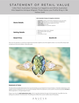 1.45ct Parti Australian Fantasy Cut Sapphire and White Australian Kite Sapphire Antique Milgrain Three Stone Low Profile Ring in 18k Yellow Gold