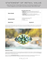 1.50ct Round Parti Yellow Blue Precision Cut Montana Sapphire and Trillion Sapphire Low Profile Three Stone Ring in 18k Yellow Gold