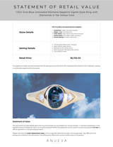 1.51ct Oval Blue Untreated Montana Sapphire Signet Style Ring with Diamonds in 14k Yellow Gold