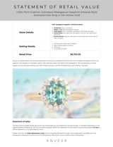 1.53ct Parti Cushion Untreated Madagascar Sapphire Antique-Style Diamond Halo Ring in 14k Yellow Gold