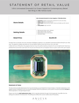 1.61ct Untreated Emerald Cut Green Sapphire Contemporary Bezel Set Ring in 18k Yellow Gold