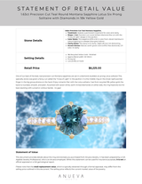 1.63ct Precision Cut Teal Round Montana Sapphire Lotus Six Prong Solitaire with Diamonds in 18k Yellow Gold