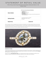 1.70ct Fancy Oval Grey Diamond and Askew Diamond Halo in 14K Yellow Gold