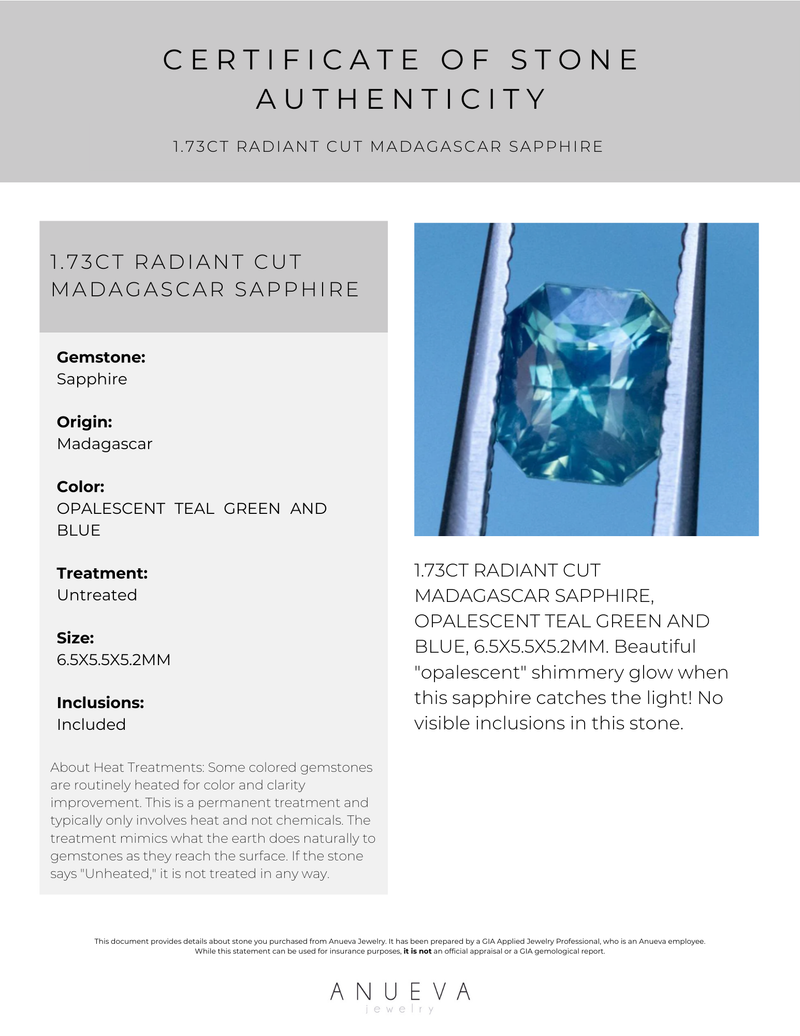 1.73CT RADIANT CUT MADAGASCAR SAPPHIRE, , 6.5X5.5X5.2MM