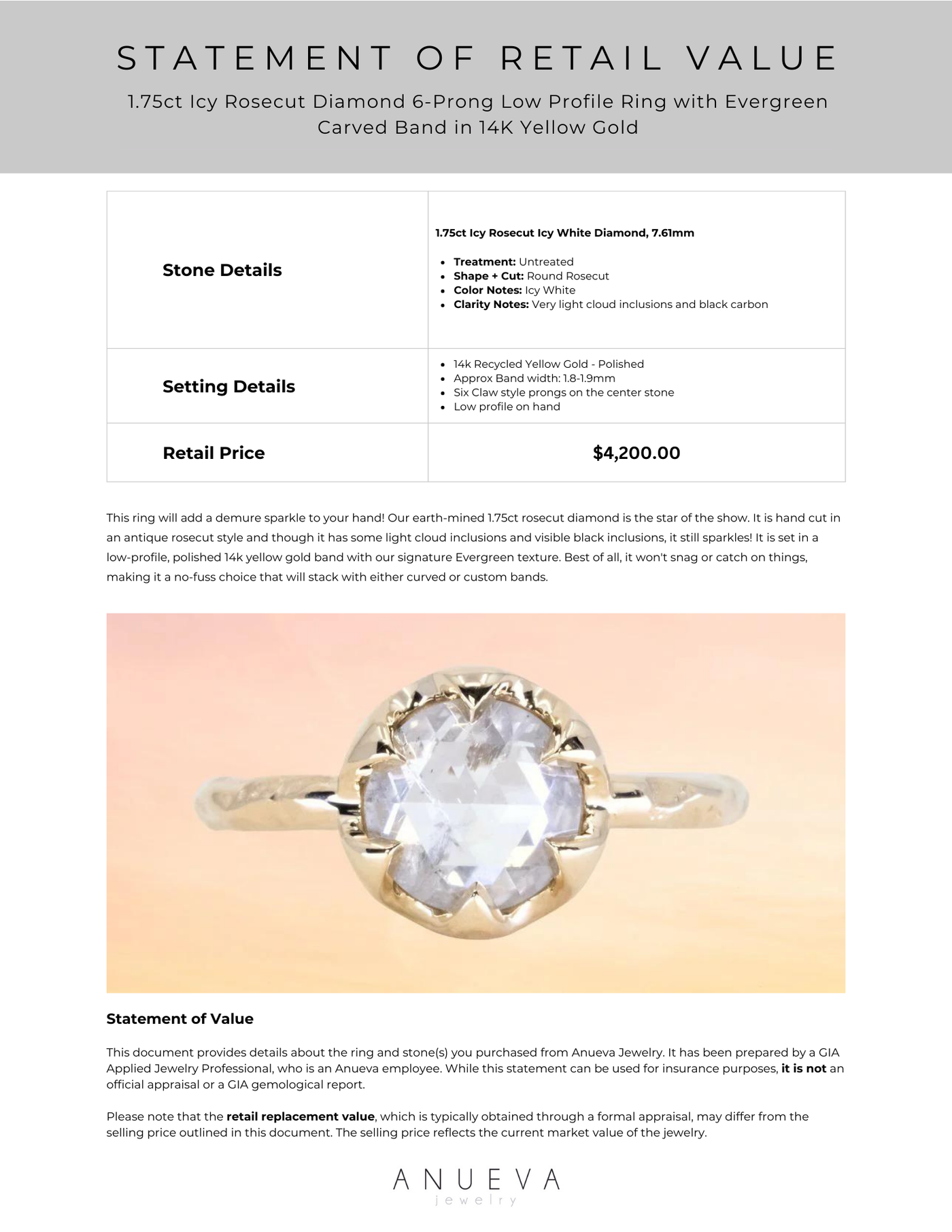 Rose cut diamond value discount