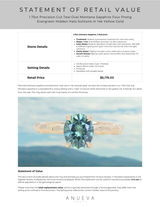 1.75ct Precision Cut Teal Oval Montana Sapphire Four Prong Evergreen Hidden Halo Solitaire in 14k Yellow Gold
