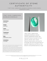 1.76CT OVAL CABOCHON ZAMBIAN EMERALD, NEON GREEN, 8.85X6.81X4.31MM